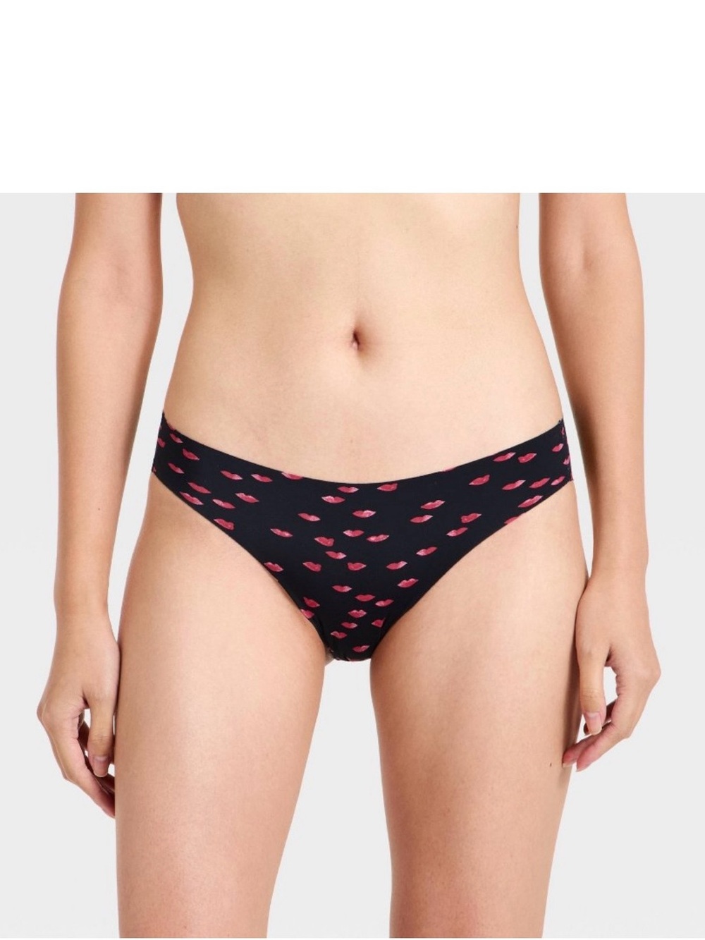 Women's Invisible Edge Bikini Underwear - Auden™ Black Lip Print M